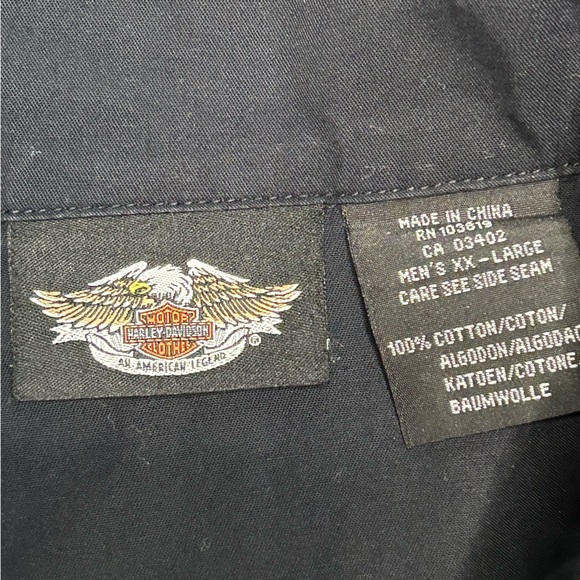 VTG Y2K Laidlaw’s Harley Davidson pit crew racing mechanic button down shirt 2X - Picture 8 of 9